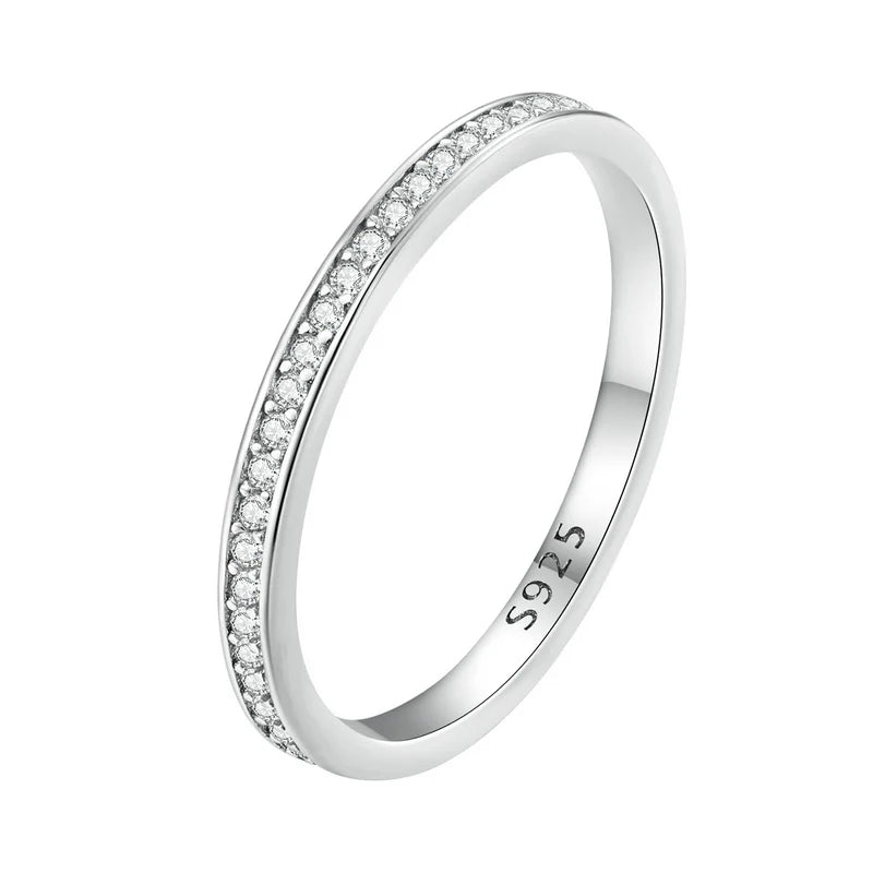 Moissanite Eternity Platinium-Plated Silver Band