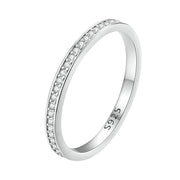 Moissanite Eternity Platinium-Plated Silver Band