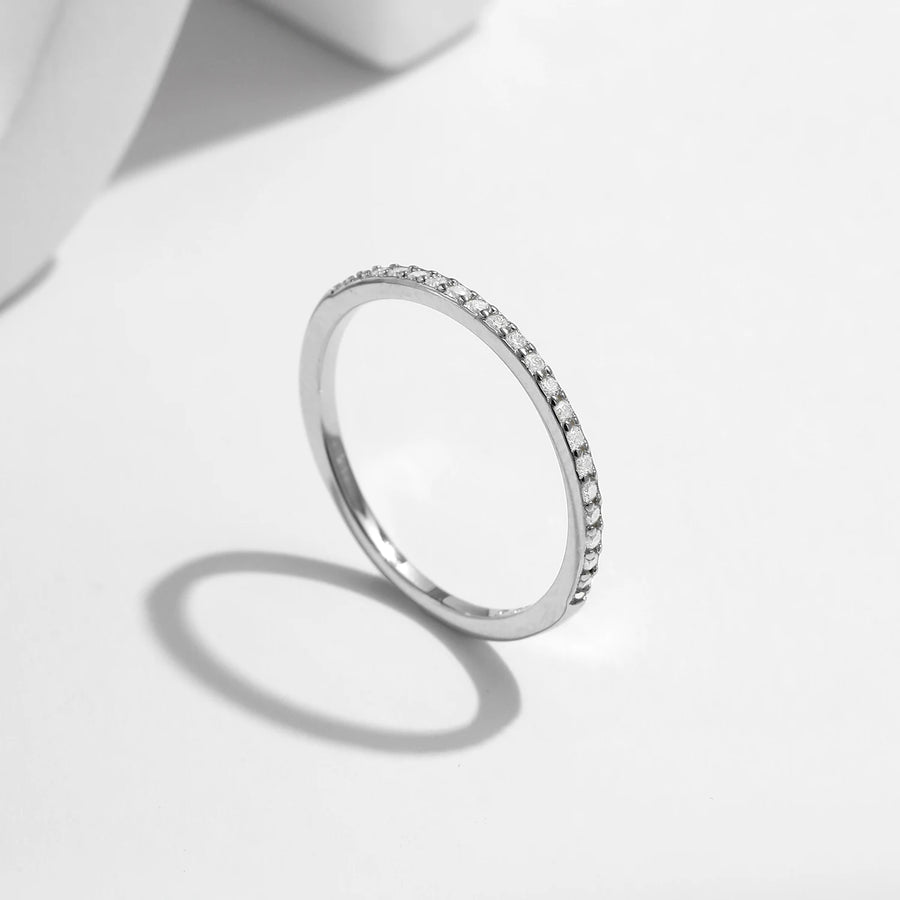 Moissanite Eternity Silver Ring