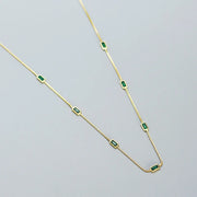 18K Gold-Plated Emerald Zircon Silver Necklace