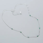 18K Gold-Plated Emerald Zircon Silver Necklace