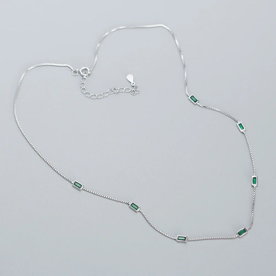 18K Gold-Plated Emerald Zircon Silver Necklace