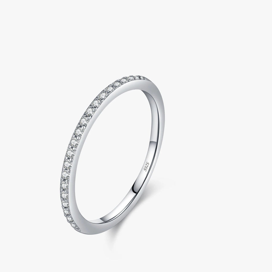 Moissanite Eternity Silver Ring