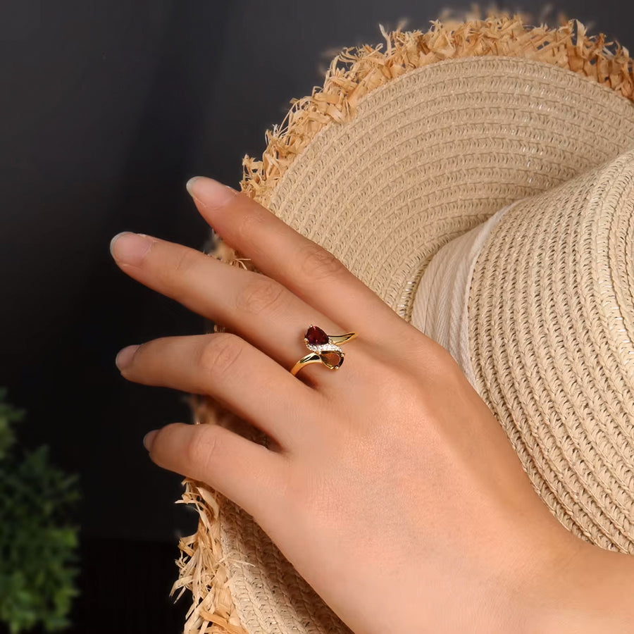 18K Gold-Plated Tourmaline Sterling Silver Ring