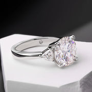 4.6Ct Three-Stone Moissanite 18K White Gold-Plated Ring