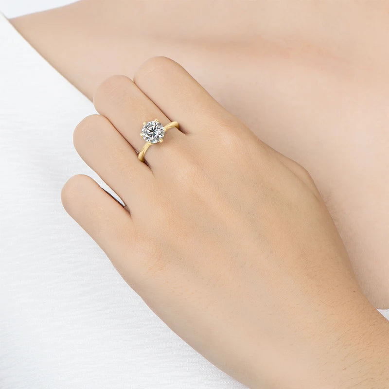 Moissanite Solitaire Ring – 14K Gold-Plated Sterling Silver