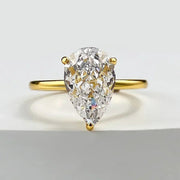 Pear-Cut Zircon Ring – 18K Gold-Plated Sterling Silver