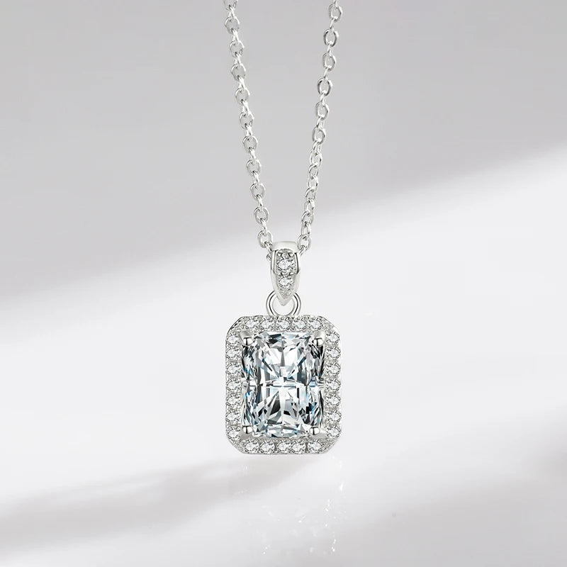 Radiant-Cut Zircon Silver Pendant