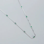 18K Gold-Plated Emerald Zircon Silver Necklace