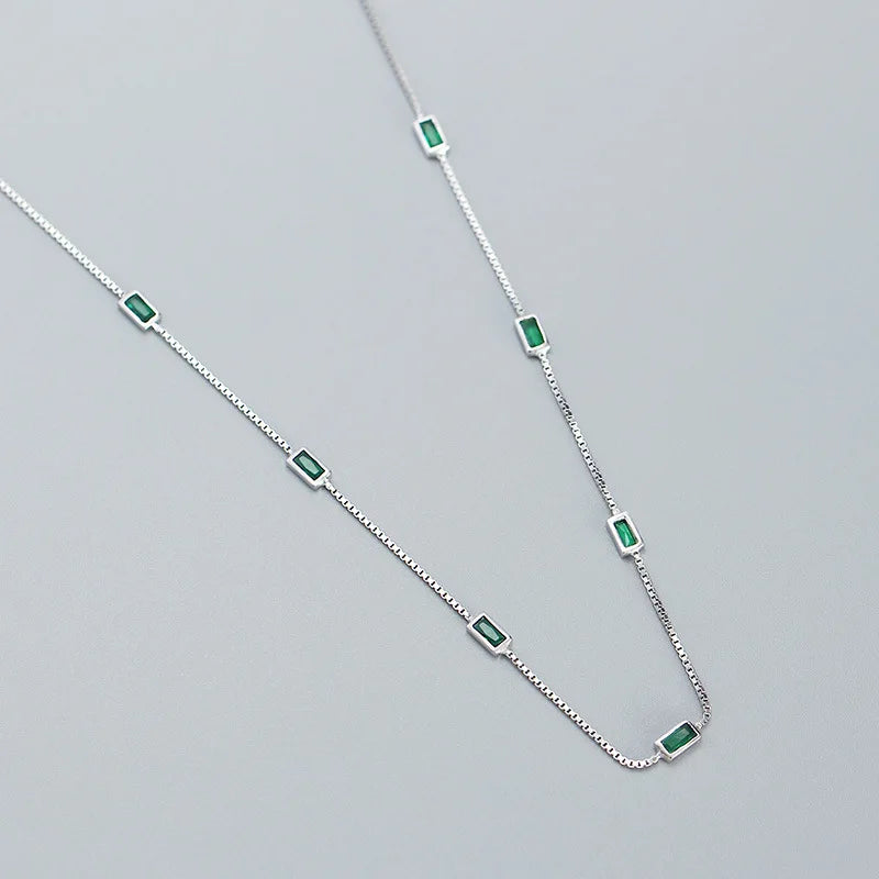 18K Gold-Plated Emerald Zircon Silver Necklace