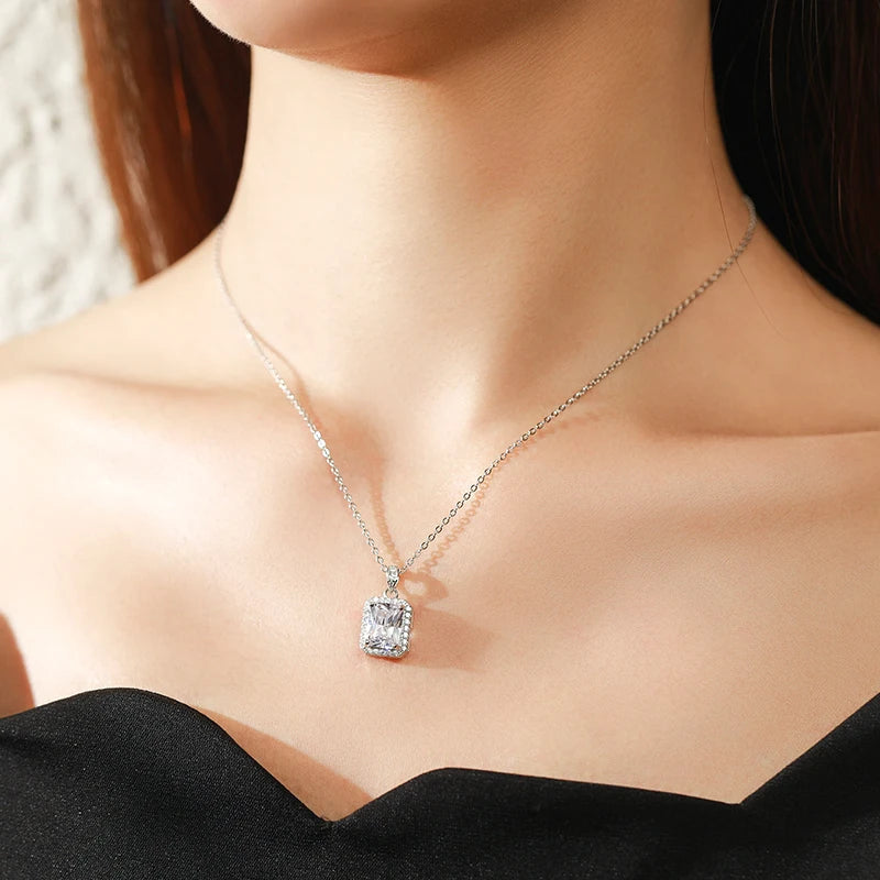 Radiant-Cut Zircon Silver Pendant