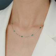 18K Gold-Plated Emerald Zircon Silver Necklace