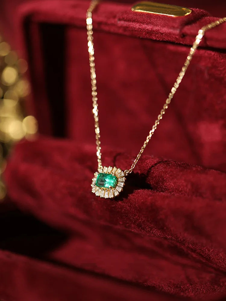 18K Gold-Plated Silver Oval Green Zircon Pendant