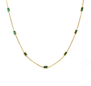 18K Gold-Plated Emerald Zircon Silver Necklace