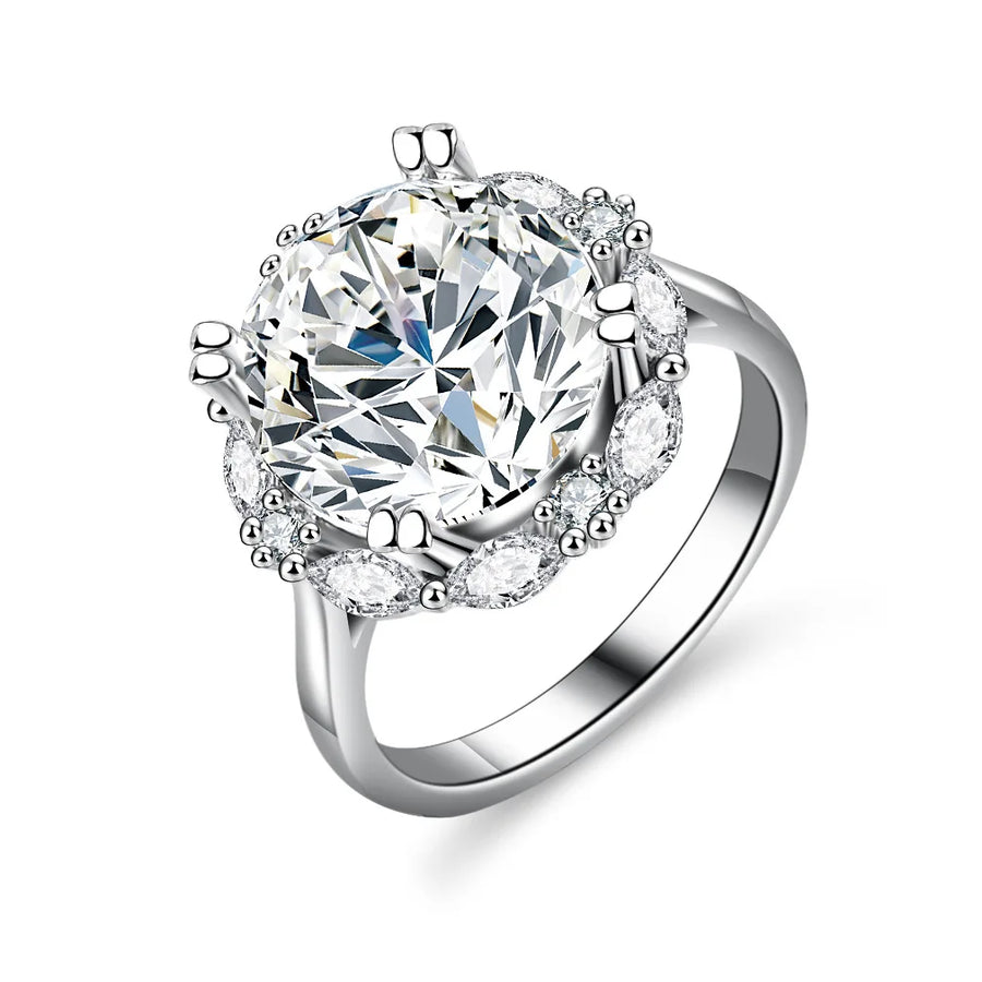 Platinum 5Ct Moissanite Four-Claw Solitaire Ring