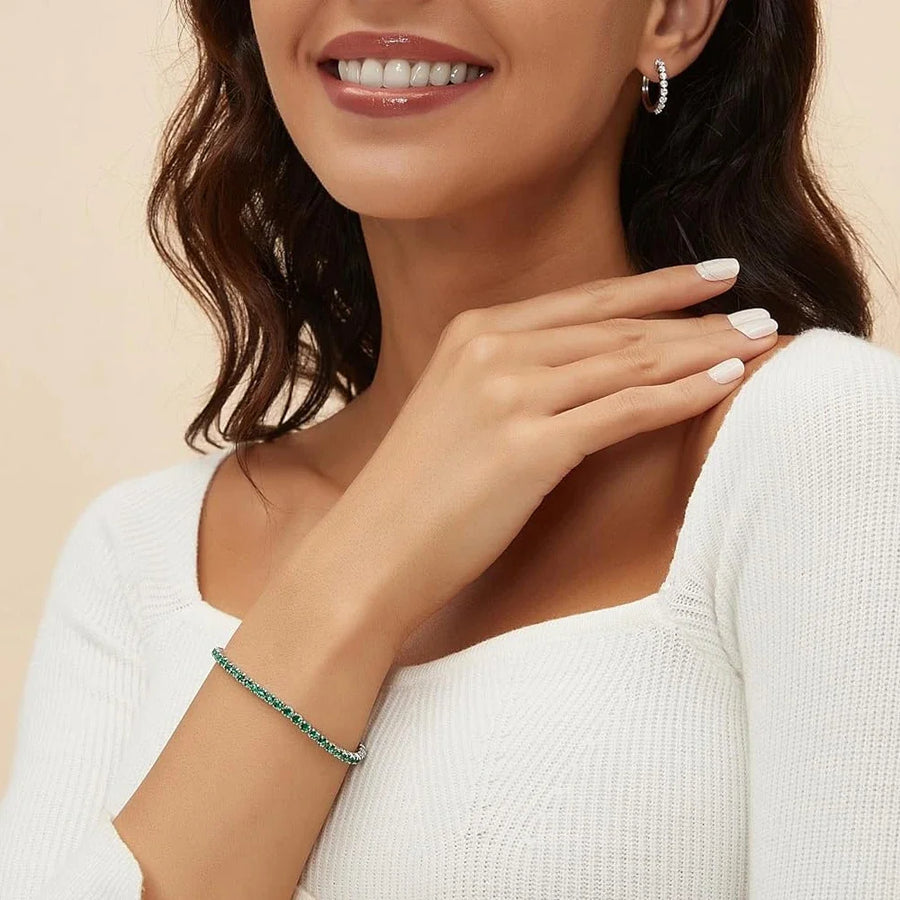 Green Cubic Zirconia Tennis Bracelet