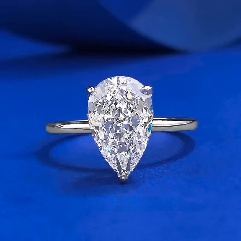 Pear-Cut Zircon Ring – 18K Gold-Plated Sterling Silver
