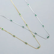 18K Gold-Plated Emerald Zircon Silver Necklace