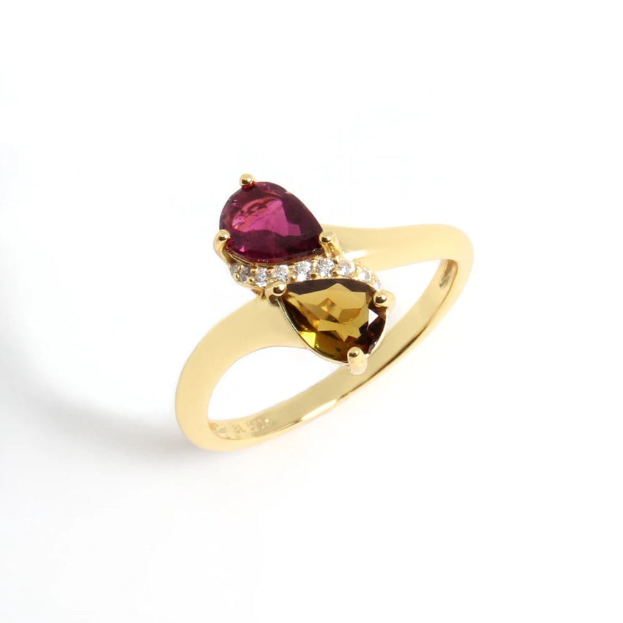 18K Gold-Plated Tourmaline Sterling Silver Ring
