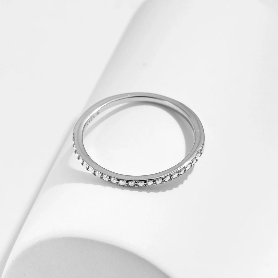 Moissanite Eternity Silver Ring