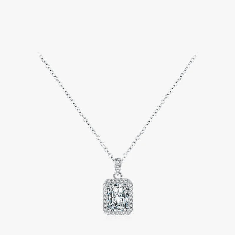 Radiant-Cut Zircon Silver Pendant