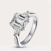 4Ct Emerald-Cut Moissanite 18K White Gold-Plated Ring