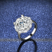 Platinum 5Ct Moissanite Four-Claw Solitaire Ring