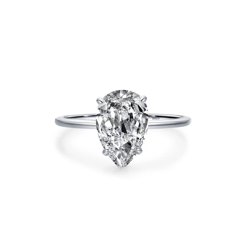Pear-Cut Zircon Ring – 18K Gold-Plated Sterling Silver