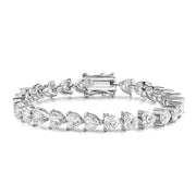 Heart-Cut Moissanite 18K White Gold-Plated Tennis Bracelet