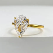 Pear-Cut Zircon Ring – 18K Gold-Plated Sterling Silver
