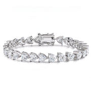 Heart-Cut Moissanite Silver Tennis Bracelet