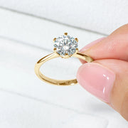 Moissanite Solitaire Ring – 14K Gold-Plated Sterling Silver