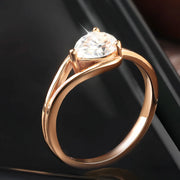 1Ct Pear-Cut Moissanite Ring – 18K Gold-Plated Silver