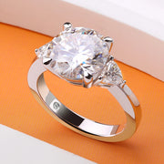 4.6Ct Three-Stone Moissanite 18K White Gold-Plated Ring