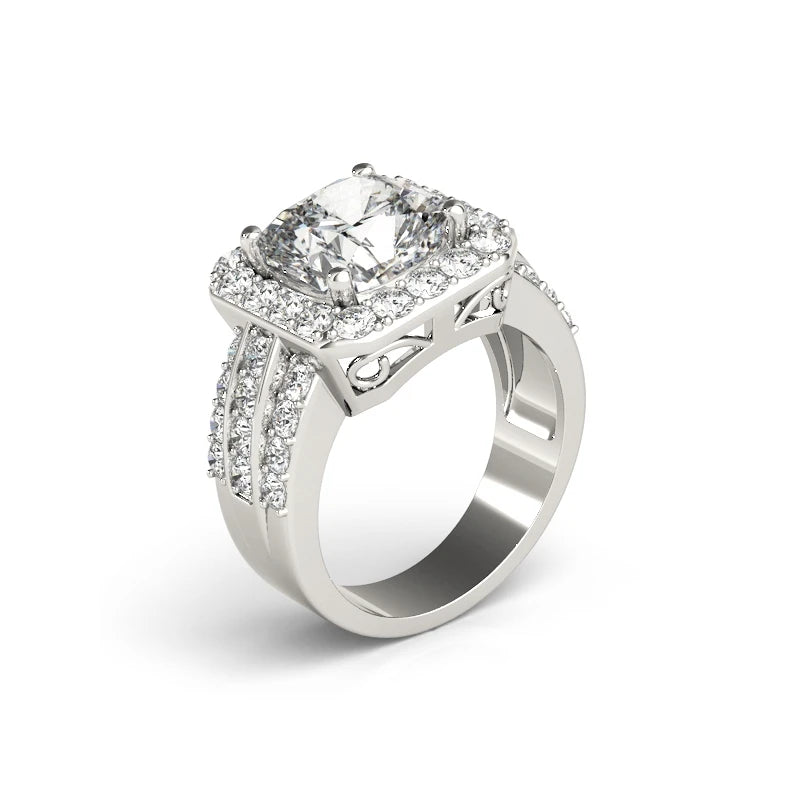 3.5Ct Round-Cut Moissanite Silver Ring