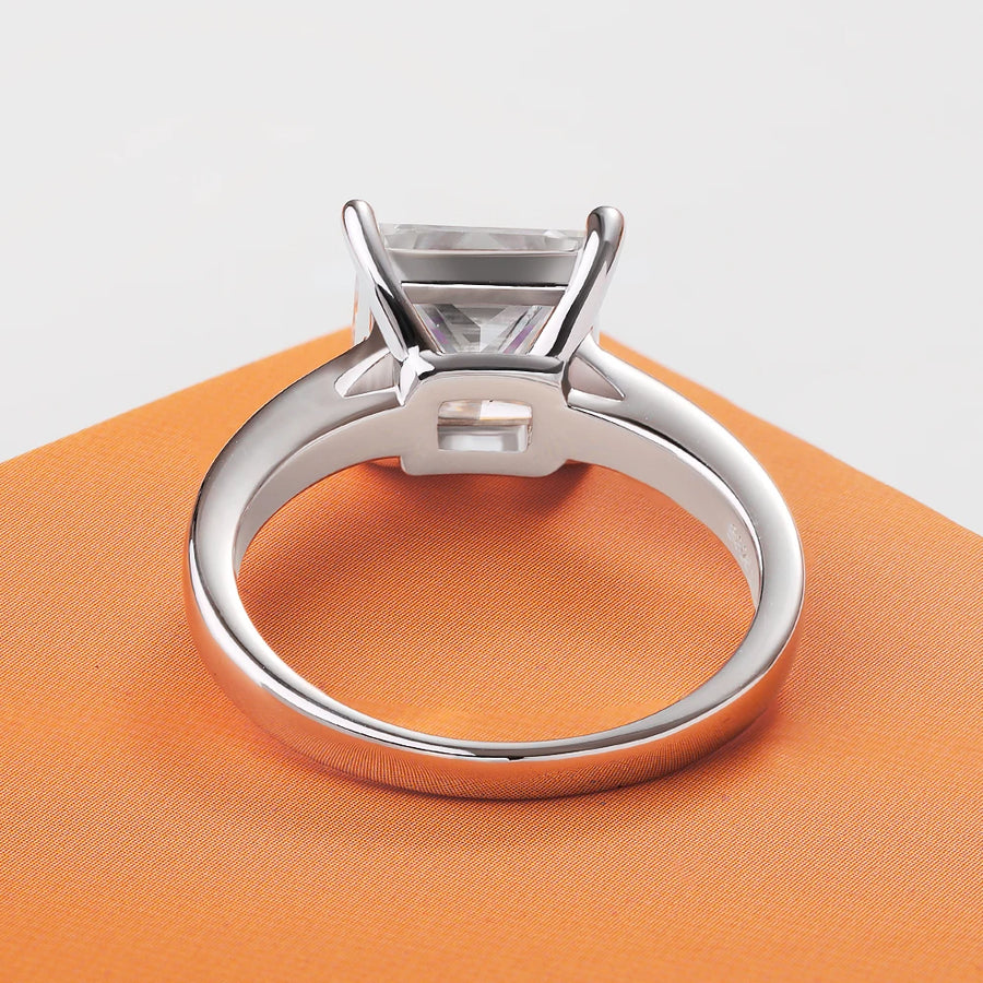 Princess-Cut Moissanite 18K White Gold Plated Ring