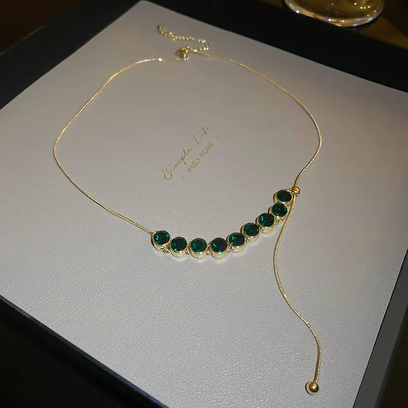 14K Gold-Plated Emerald Green Zircon Necklace