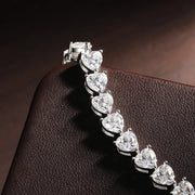 Heart-Cut Moissanite 18K White Gold-Plated Tennis Bracelet