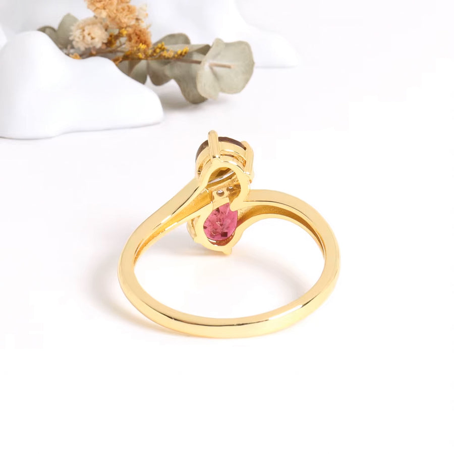 18K Gold-Plated Tourmaline Sterling Silver Ring