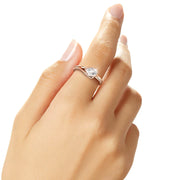 1Ct Pear-Cut Moissanite Ring – 18K Gold-Plated Silver
