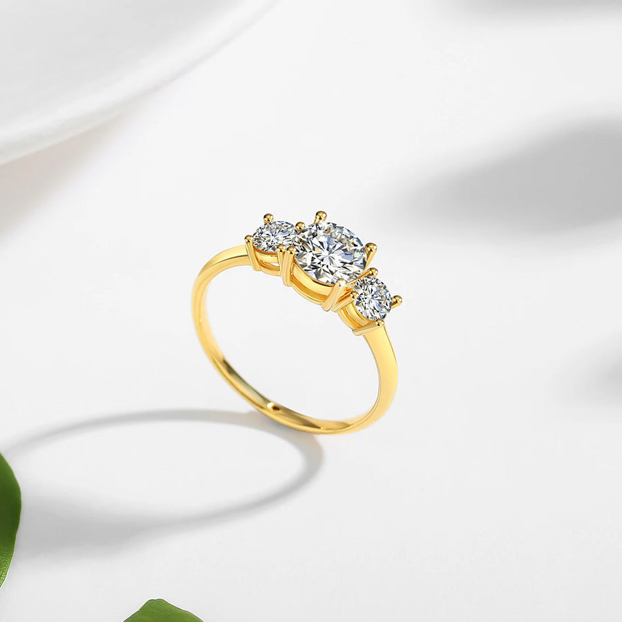 18K Gold Moissanite Wedding Ring – 1ct Certified