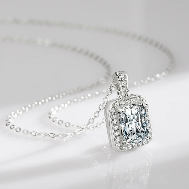 Radiant-Cut Zircon Silver Pendant