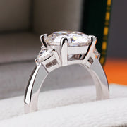 4.6Ct Three-Stone Moissanite 18K White Gold-Plated Ring