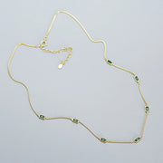 18K Gold-Plated Emerald Zircon Silver Necklace