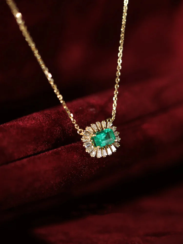 18K Gold-Plated Silver Oval Green Zircon Pendant