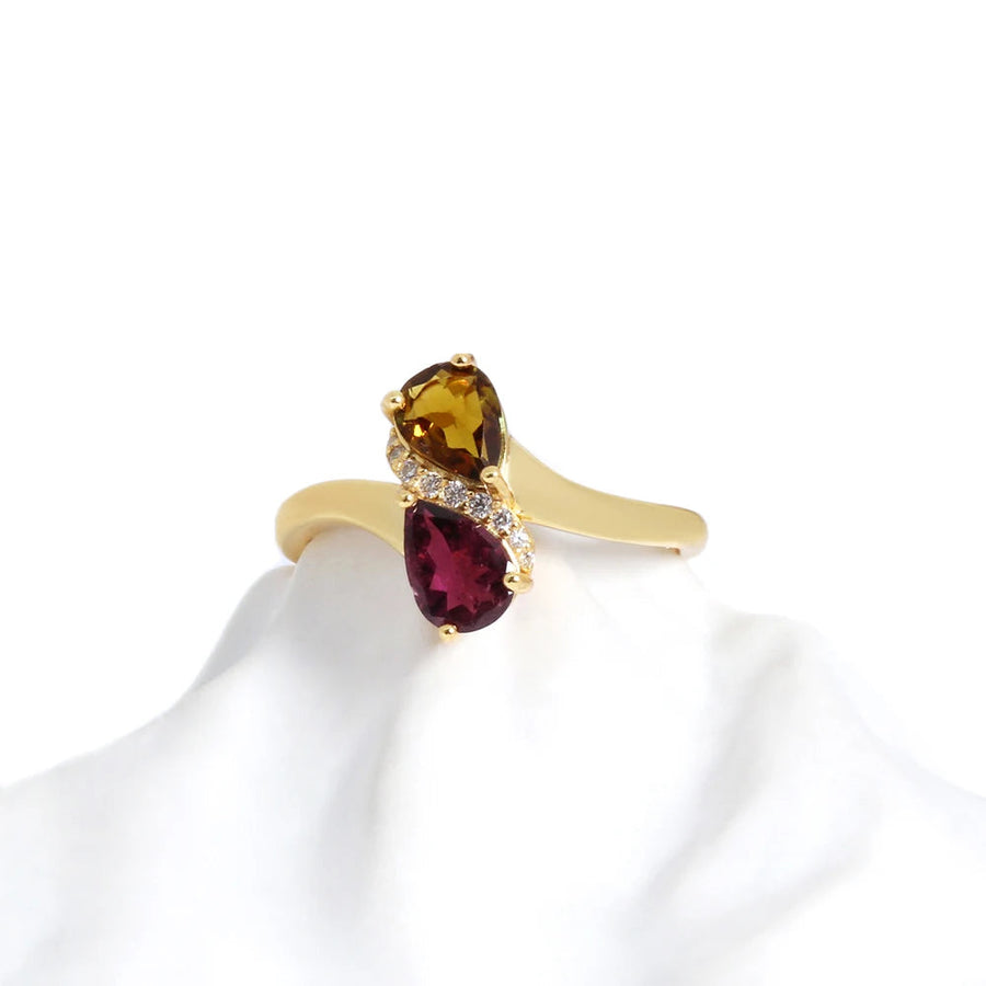 18K Gold-Plated Tourmaline Sterling Silver Ring