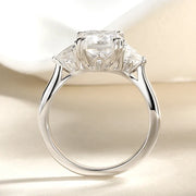 4Ct Emerald-Cut Moissanite 18K White Gold-Plated Ring